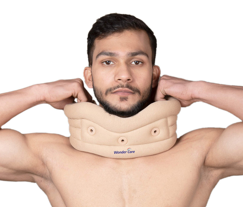 WC- Soft Cervical Collar Adjustable Collar Neck Support Brace, neck support soft neck collar neck brace for neck pain and support for women & men-Grey Small Beige 1 - NewNest Australia