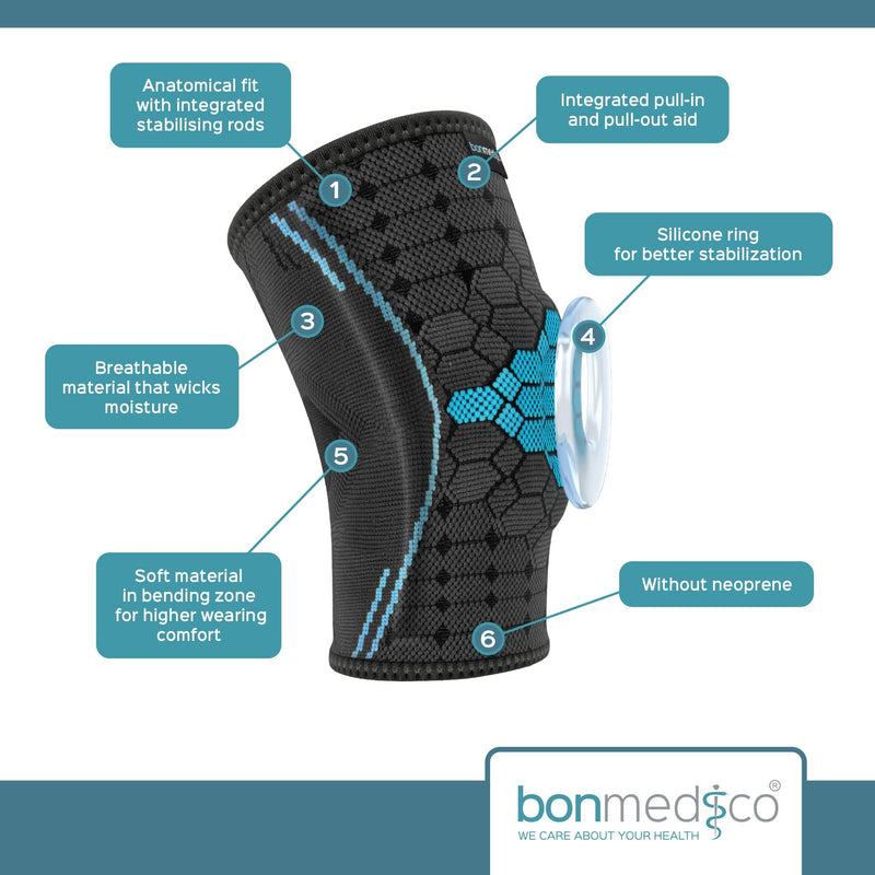 bonmedico Orthopedic knee bandage for women and men - bandage for left/right knee - strength training, fitness, sports, everyday life - wellness gifts for men and women - 1 knee pad - gray, M - NewNest Australia