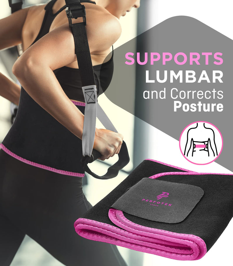 Perfotek Waist Trimmer Belt for Women Waist Trainer Sauna Belt Tummy Toner Low Back and Lumbar Support with Sauna Suit Effect Pink - NewNest Australia
