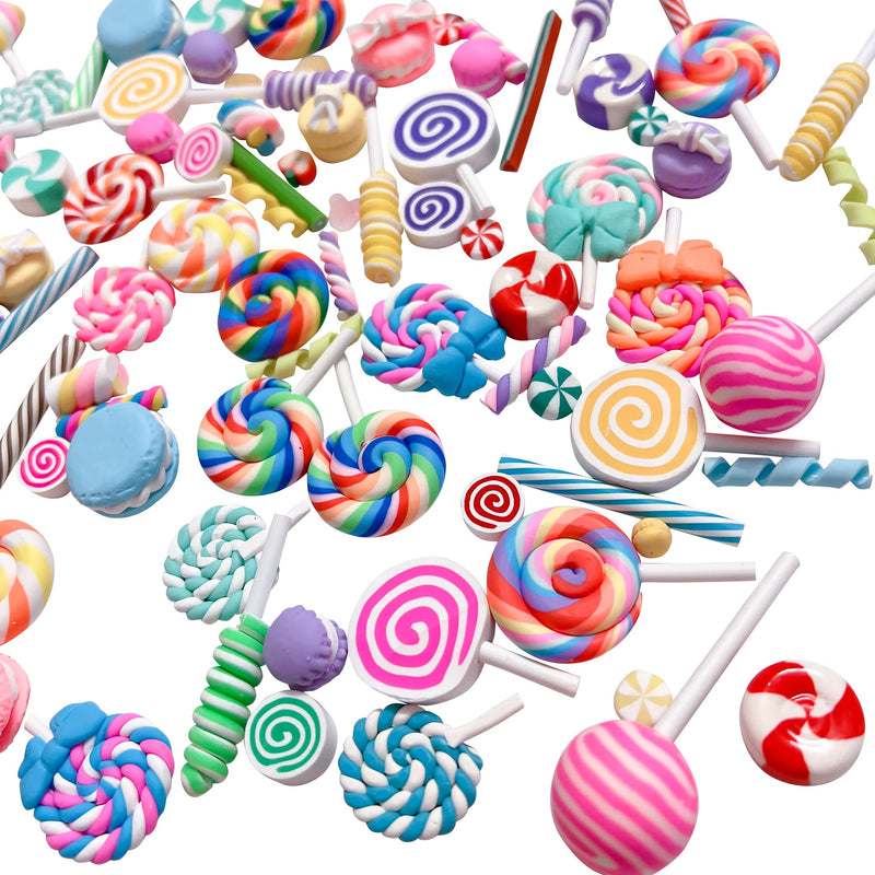 Anrher 100pcs Miniature Candy Lollipop Decor Mixed Polymer Clay Sets for Childs Pretend Kitchen Play Cooking Game DIY Party Doll House Accessory Polymer Clay Foods - NewNest Australia