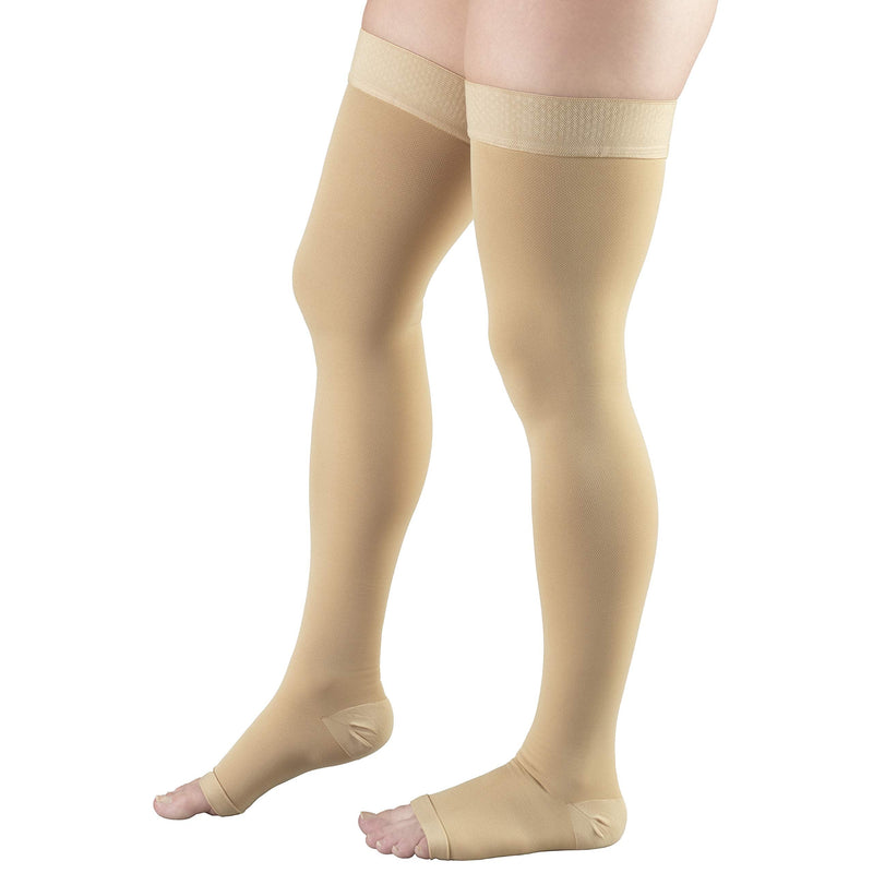 Truform 20-30 mmHg Compression Stockings for Men and Women, Thigh High Length, Dot-Top, Open Toe, Beige, Small Small (Pack of 1) - NewNest Australia