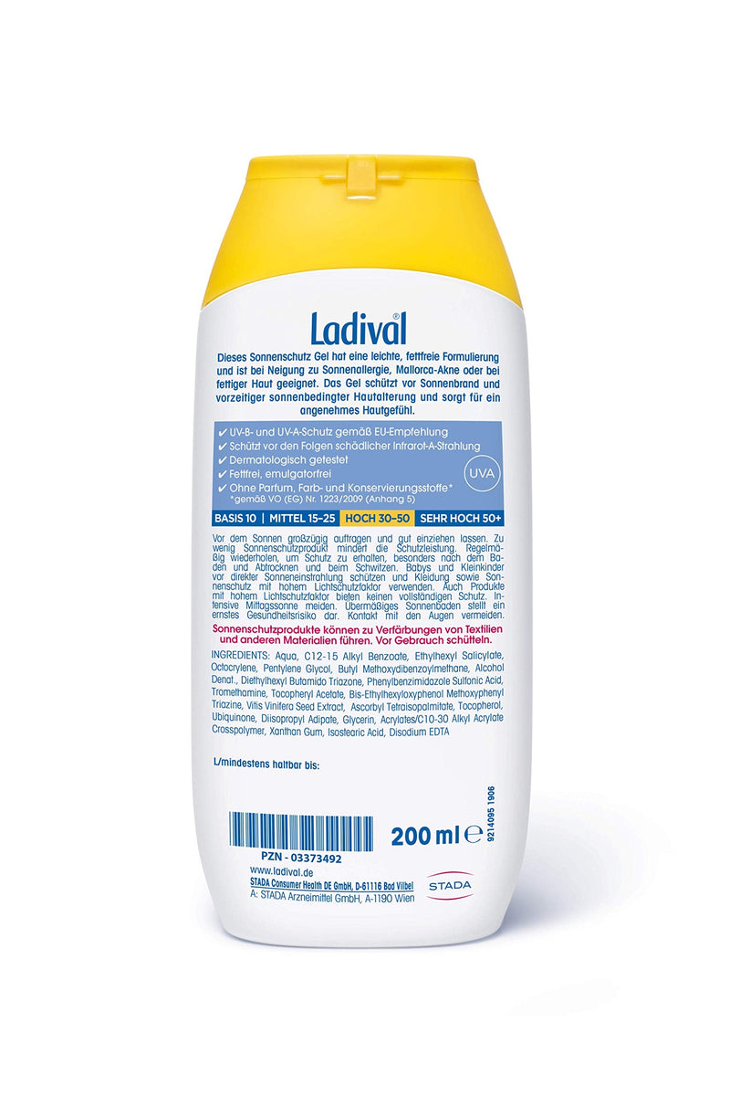 Ladival Allergic Skin 2 x Sun Protection Gel SPF 30 Perfume-free sun gel for allergy sufferers without colors and preservatives waterproof 2 x 200 ml, none, 400 milliliters - NewNest Australia