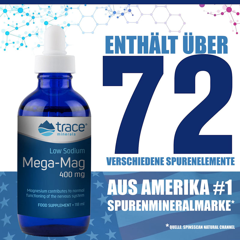 Trace Minerals Mega-Mag 400 Mg Magnesium | Liquid Magnesium Chloride | Supports Blood Pressure, Heart Health, Relaxed Mood, Digestion And Sleep | Helps Muscle Strength | (118Ml) - NewNest Australia