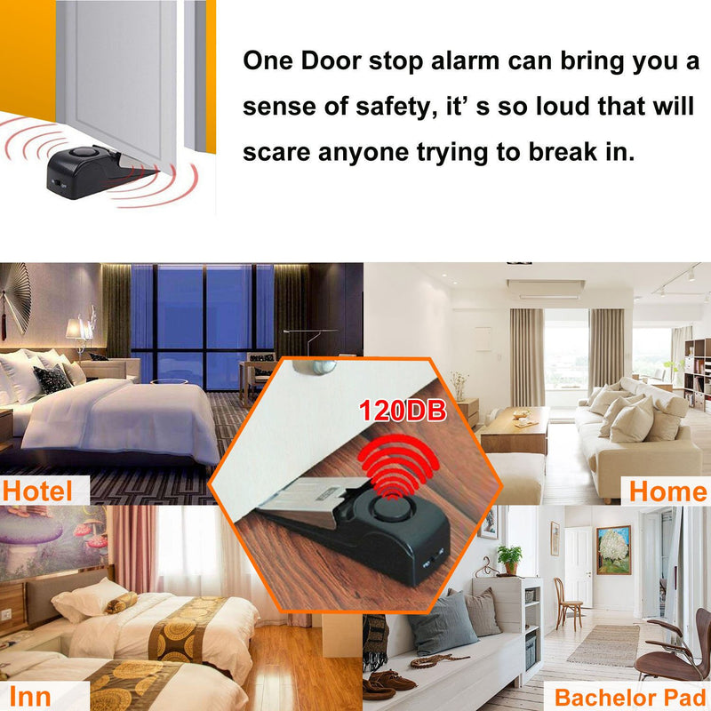 EMDMAK Door Stop Alarm with 120DB Siren Door Stop for Home & Travel (Black) (Pack of 2) - NewNest Australia