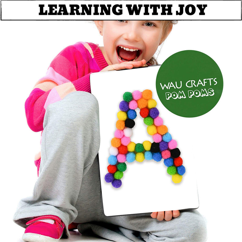 WAU Craft Pom Pom Balls - 100pcs 1.5 inch Multicolored Large Pompoms for Crafts Art DIY Project in Reusable Zipper Bag - NewNest Australia
