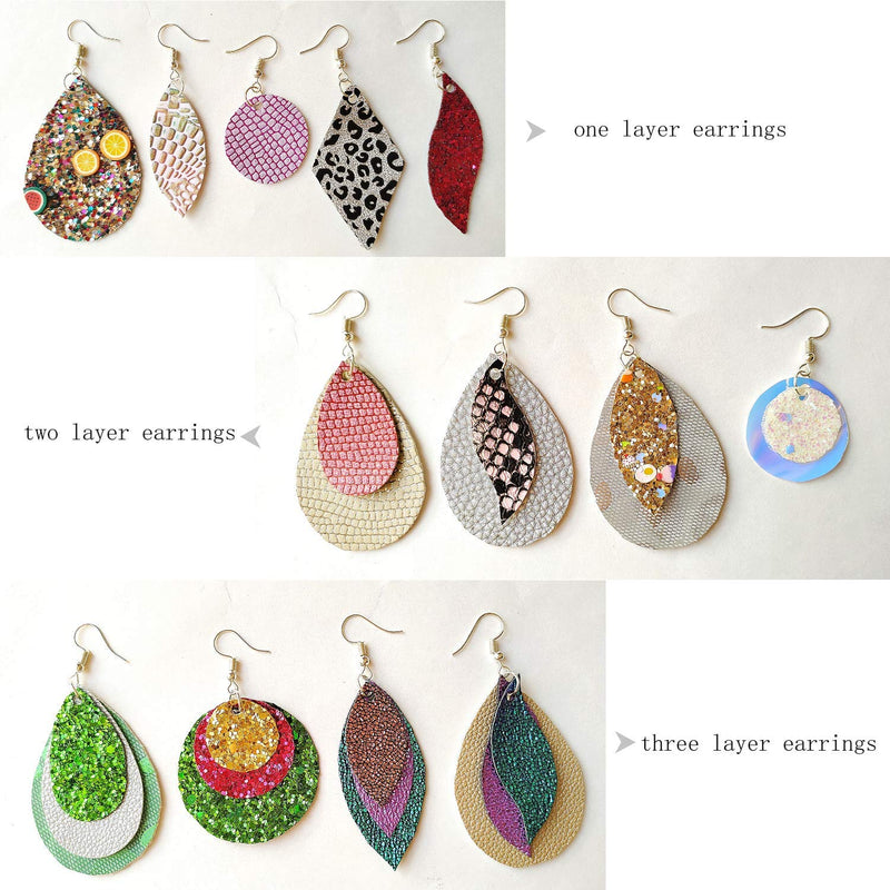 SHUANGART Reusable Earrings Making Template, Plastic Cutting Stencil for DIY Jewelry Making, Can Make Plenty of Faux Leather Earrings, Contains 2 Pcs Faux Leather Sheets(Random Colors) - NewNest Australia