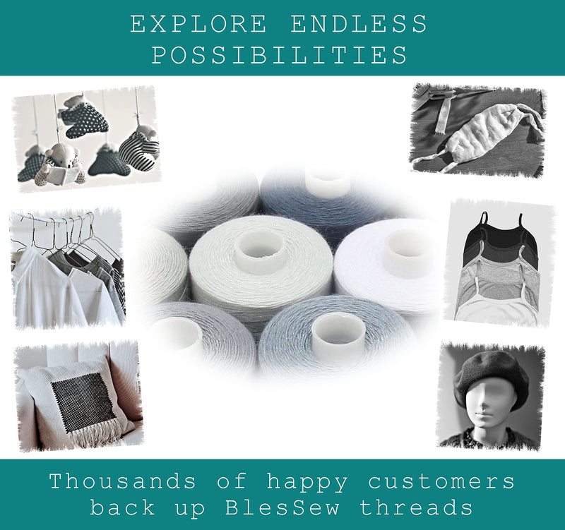 BlesSew Gray Sewing Threads - 10 Large Spools of Polyester Thread for Hand, Quilting & Sewing Machine - Grey Shades Plus Black & White - 1000 Yards Per Spool Balance - NewNest Australia