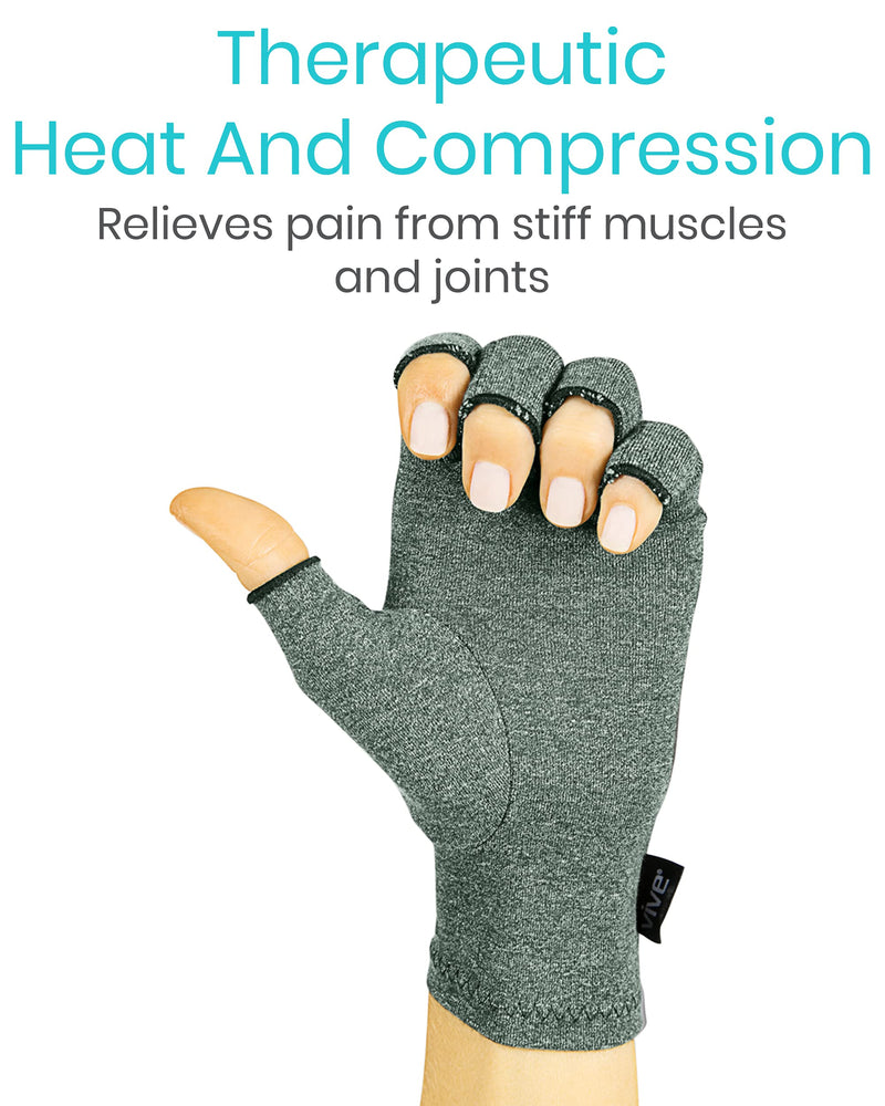 Vive Arthritis Gloves - Men, Women Rheumatoid Compression Hand Glove for Osteoarthritis- Arthritic Joint Pain Relief - Carpal Tunnel Wrist Support - Open Finger, Fingerless Thumb for Computer Typing X-Small (1 Pair) - NewNest Australia