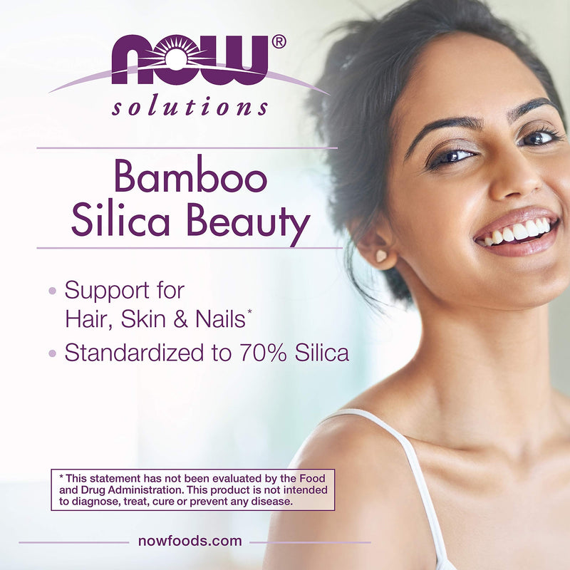 NOW Solutions, Bamboo Silica Beauty, Support for Hair, Skin & Nails, Standardized to 70% Silica, 90 Veg Capsules - NewNest Australia