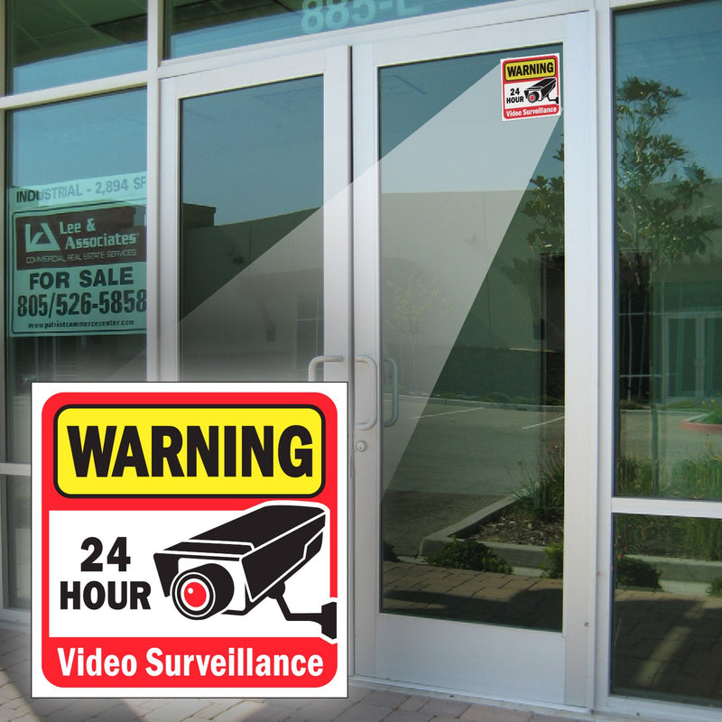 Video Security Surveillance Sticker Decals Sign for Home/Business (4 Piece Set) Self Adhesive Vinyl Stickers for CCTV, DVR, Video Camera System-Outdoor/Indoor 6" x 6" for Window Door Wall … 6Hx6W - NewNest Australia