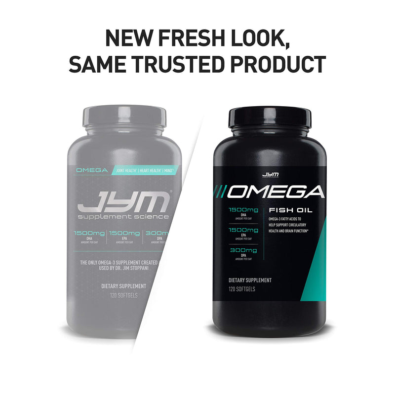 Omega JYM Fish Oil 2800mg, High Potency Omega 3, EPA, DHA, DPA for Brain, Heart, & Joint Support | JYM Supplement Science | 120 Soft Gels - NewNest Australia