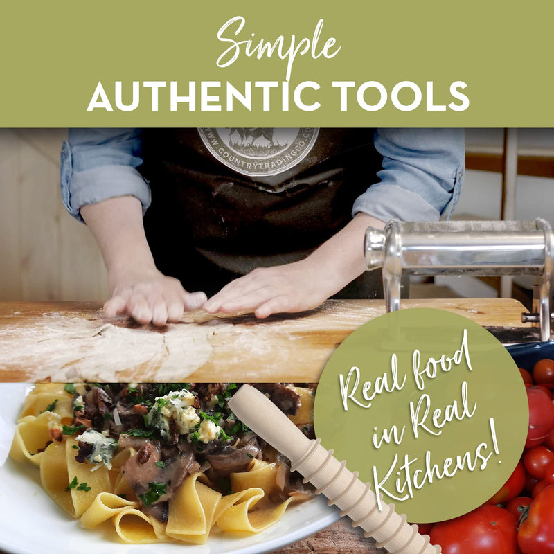 Wooden Pasta Cutter Pappardelle Pasta Maker Rolling Pin Made in Italy with Pasta Recipes - NewNest Australia