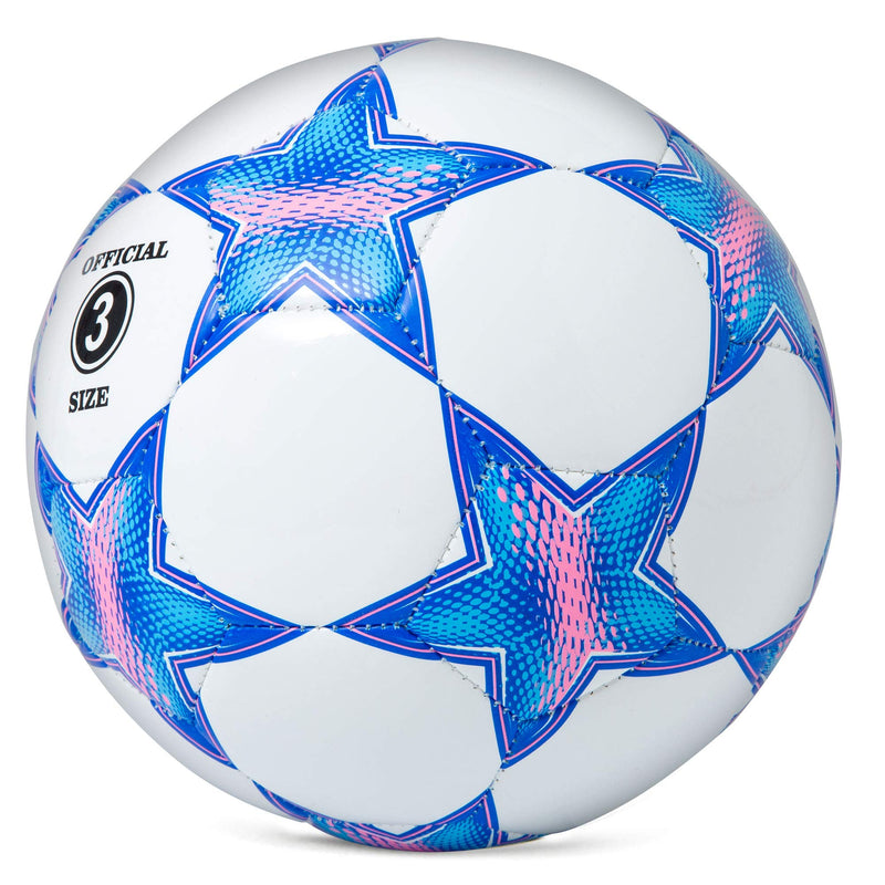 Soccer Ball Size 3 for Kids, Runleaps Ball Toys with Star Pattern Official Size Soccer Balls for Training, Playing, Boys, Girls, Toddlers Age 3 - 8 ( Blue ) Blue-Pink - NewNest Australia