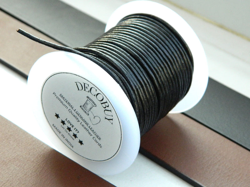 Round Leather Cord 1.5 mm String, 27 Yards Rope for Jewelry Making, Bracelets, Necklaces, Kumihimo Braiding, Wraps, Crafts, Hobby, and DIY Projects - Black - NewNest Australia