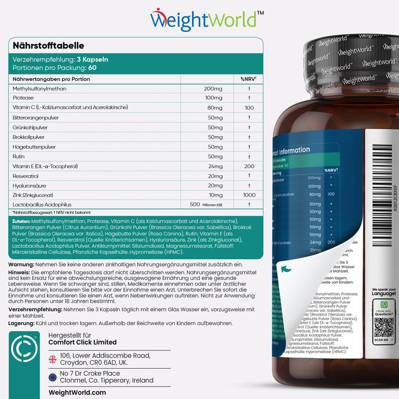 Vegan Collagen Capsules - Collagen Complex Protein For Collagen Formation In The Body - 180 Capsules For 2 Months - Hyaluronic Acid, Vitamin C, E & Zinc - For Skin, Hair & Nails - Collagen Weightworld - NewNest Australia