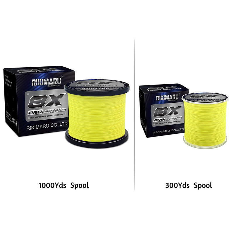 Rikimaru 8X Pro Braid Fishing Line 6LB-170LB, 300yds-1000yds Fluo-Green,Lemon Yellow,Plum Pink Lemon Yellow 8LB(0.10mm)-300Yds - NewNest Australia