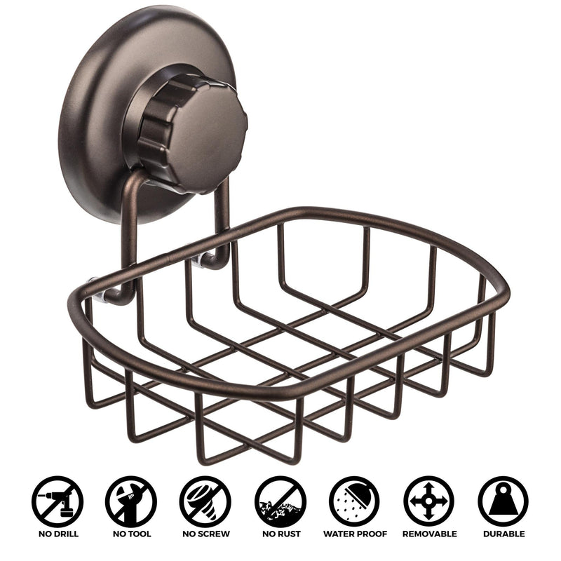 HASKO accessories - Super Powerful Vacuum Suction Cup Soap Dish - Strong Stainless Steel Sponge Holder for Bathroom & Kitchen (Bronze) - NewNest Australia