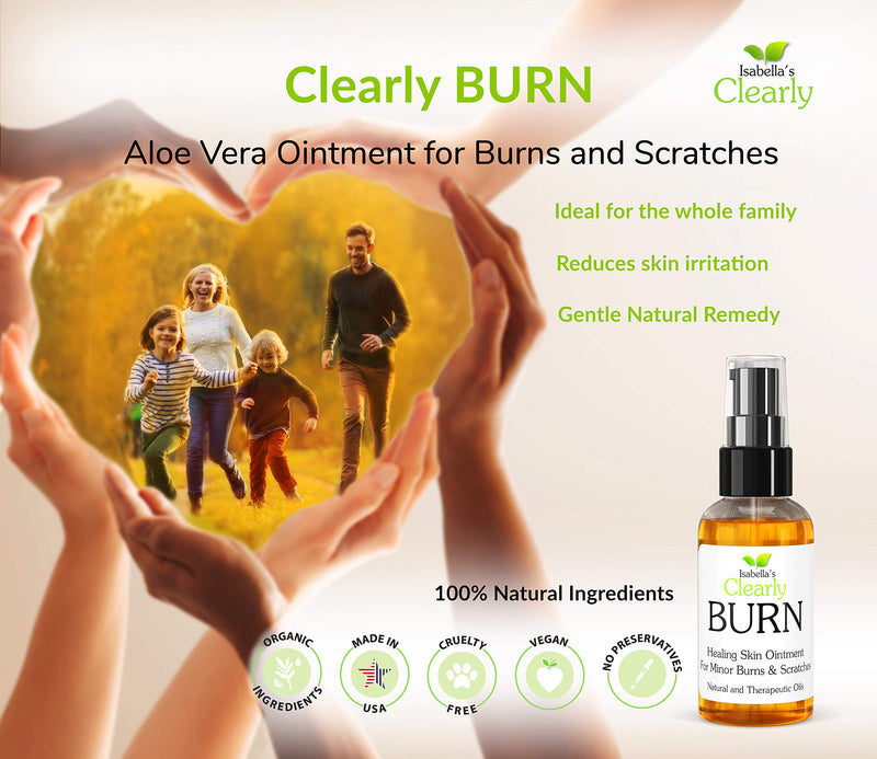 Isabella's Clearly Burn Soothing Aloe Vera Ointment for Skin Burns, Scalds, Cuts, Scrapes, Wounds, Sunburn Relief with Olive Oil and Lavender | Fast Acting Natural Remedy Made in USA - NewNest Australia