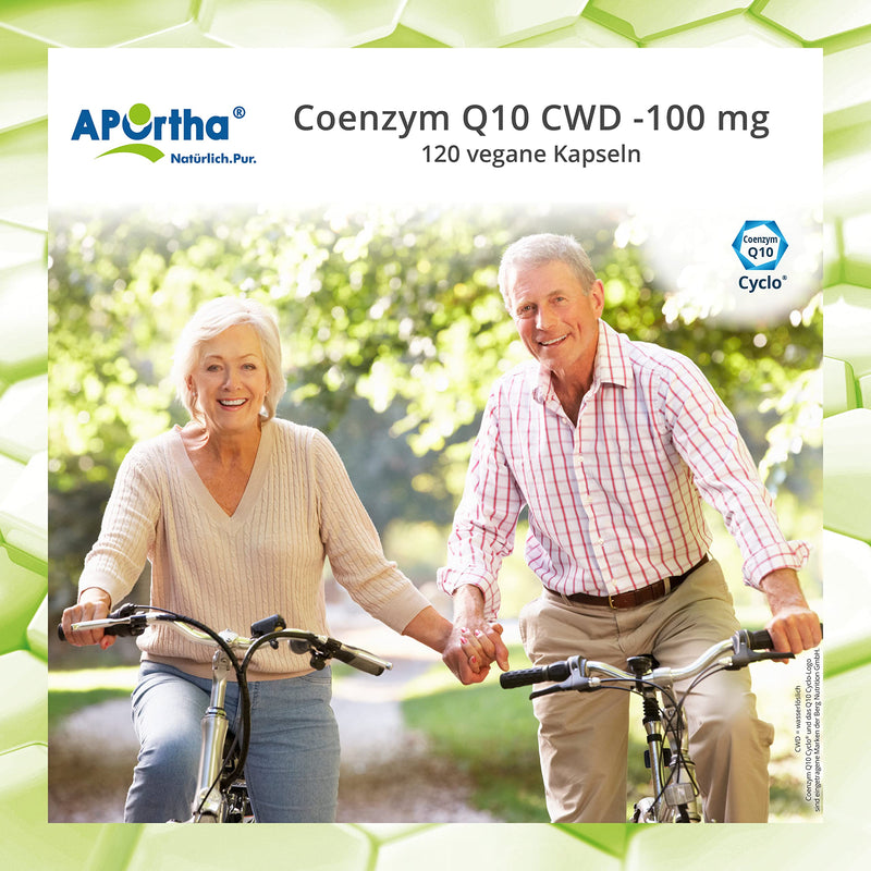 APOrtha® Coenzyme Q10 CWD 100 mg - 120 vegan capsules, CoQ10 capsules high dose 100 mg, high bioavailability thanks to water-soluble ubiquinone, daily dose 1 capsule - NewNest Australia