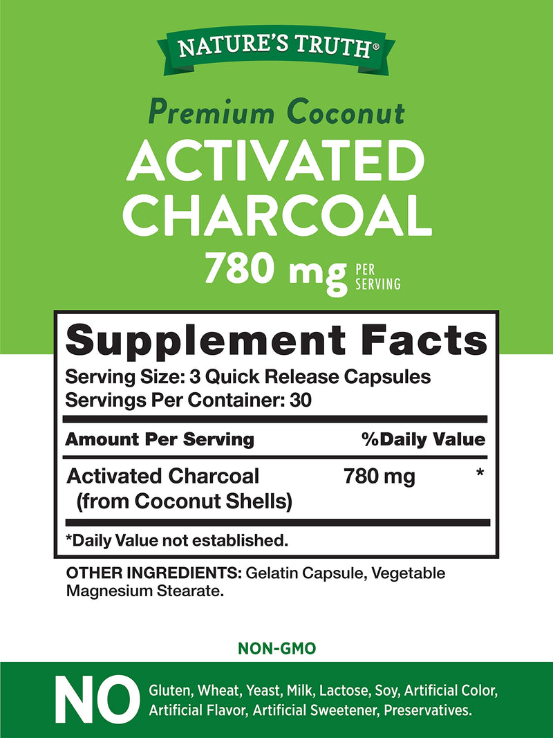 Activated Charcoal Capsules | 90 Count | Non-GMO, Gluten Free Pills | by Nature's Truth 90 Count (Pack of 1) - NewNest Australia