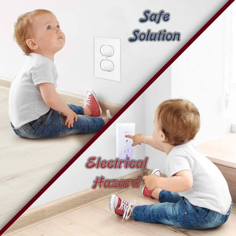 50 Pack - Outlet Plug Baby Safety Covers - Protect Little Kids from Electrical Danger with Child Proof Socket Caps - White - Driddle - NewNest Australia