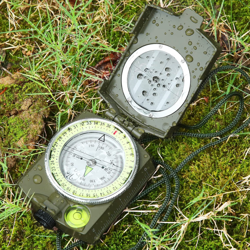YEHOBU Military Lensatic Sighting Compass Survival for Hiking, Orienteering Lensatic Compass, Waterproof and Shakeproof Navigation Compasses, Survival Emergency Luminous Sighting Compass, Army Green - NewNest Australia