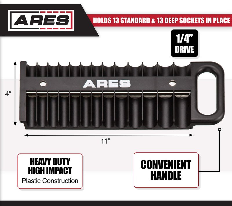 ARES 70218-26-Piece 1/4-Inch Drive Magnetic Socket Holder - Securely Holds 13 Standard and 13 Deep Sockets in Place - Organize Sockets up to 5/8-Inch or 14mm 1/4" - NewNest Australia