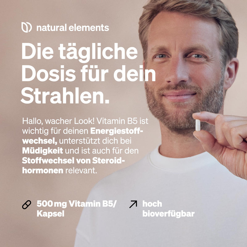 Vitamin B5 - 240 capsules - high dose 500 mg pantothenic acid - vegan - produced in Germany & laboratory tested - NewNest Australia