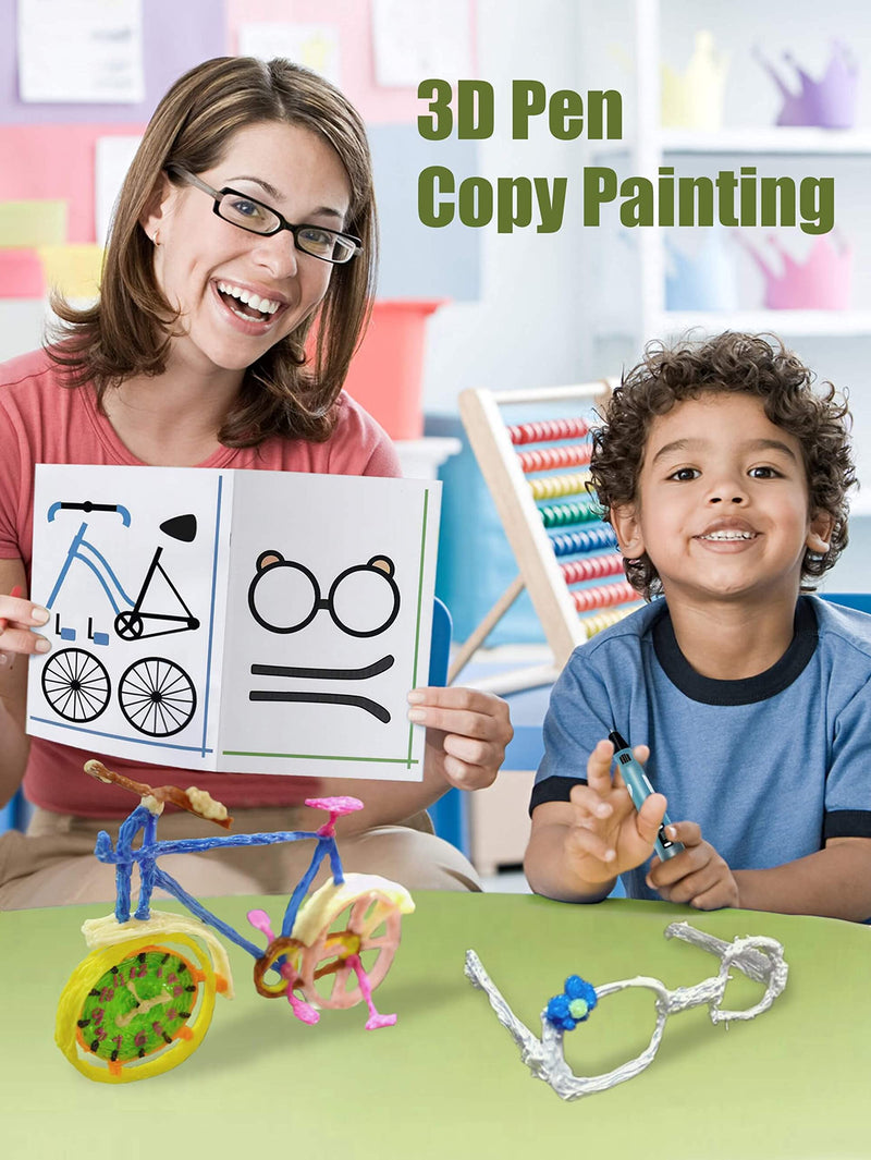 3D Printing Drawing Book, Reusable Colorful 40 Patterns Thick Paper Template with a Clear Plate, Painting Graffiti Template for 3D Pen Kids DIY Gift - NewNest Australia