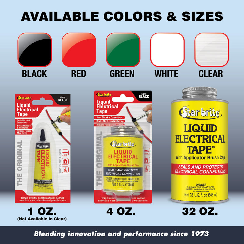 STAR BRITE Liquid Electrical Tape - 4 FL Oz Can With Applicator Brush Cap - Protective, Airtight, Waterproof, Flexible, Dielectric Coating - Indoor & Outdoor Use Black 4 Oz - NewNest Australia