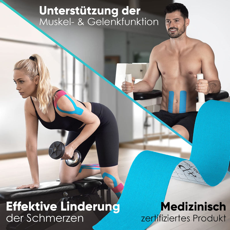 Health Press Kinesiology Tape - 2 Kinesiology Tape Rolls Blue + Black (5 Cm X 5 M) Kinesiology Tape - Professional Physio Tape And Sports Tape - Skin-Friendly Tapes - Dermatest: Very Good. - NewNest Australia