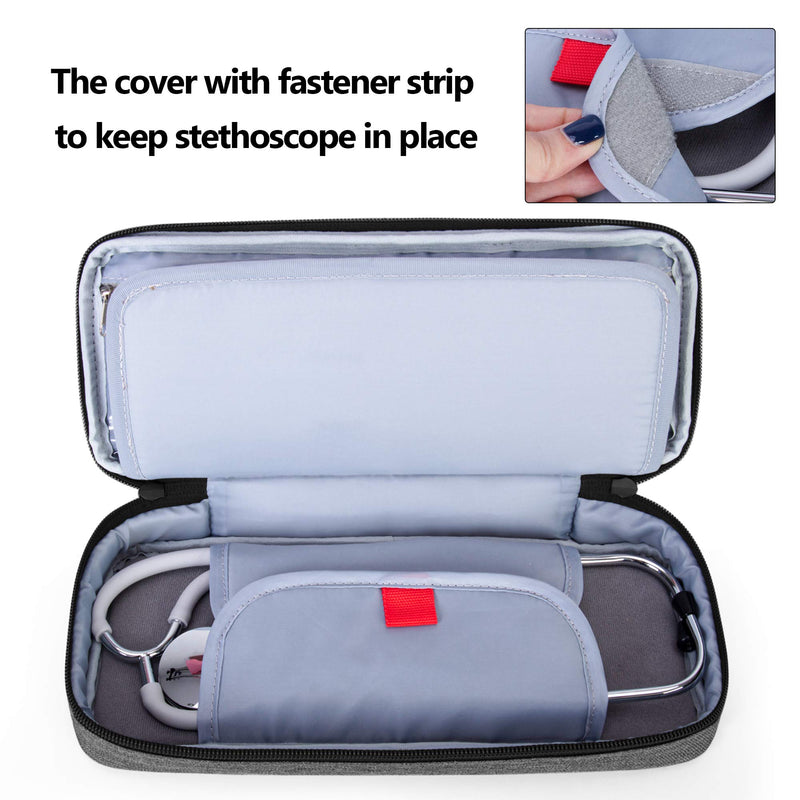 Trunab Stethoscope Case with Inner Divider, Stethoscope Carrying Case Compatible with 3M Littmann/MDF/ADC and Extra Accessories for Nurses, Pediatric Doctor or Medical Students, Grey - Patented Design - NewNest Australia