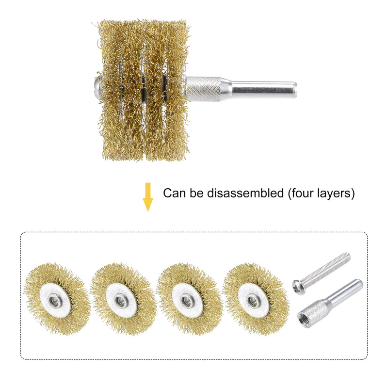 uxcell Wire Wheel Brush, 2" x 1.1" Stainless Steel Brass Plated Coarse Crimped Wire 0.012" with 1/4" (6mm) Round Shank for Cleaning Rust Stripping Abrasive 2pcs - NewNest Australia