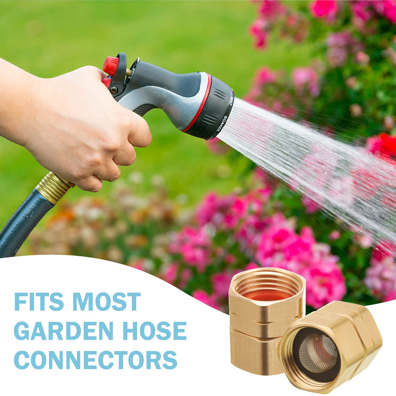 M MINGLE Garden Hose Adapter, Female to Female, 3/4 Inch Heavy Duty Brass Connect Fittings with Dual Swivel, Pressure Washer to Garden Hose Connector, 2-Pack with Extra 4 Washers and 1 Filter - NewNest Australia