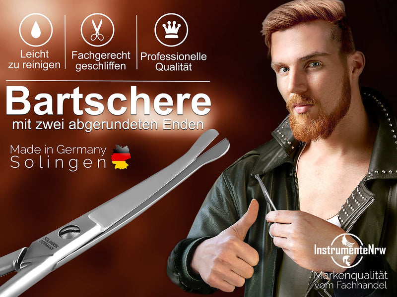 Beard Scissors From Solingen With Curved Cutting Surface, Hair Scissors, Nose Hair Scissors, Made In Germany, Mustache Scissors With One-Sided Micro-Teeth Made Of Rust-Proof Stainless Steel For - NewNest Australia