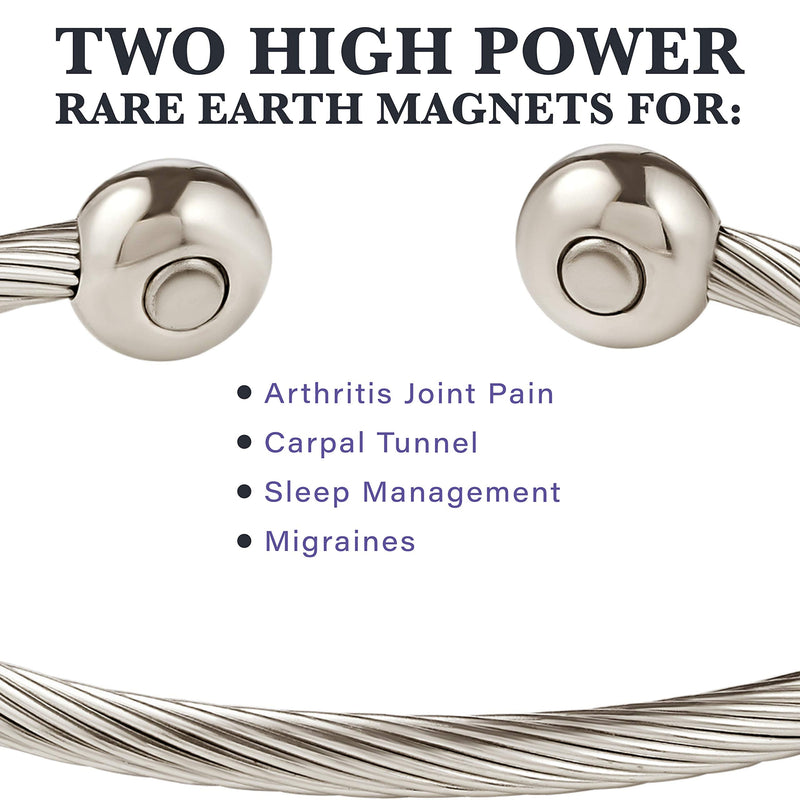 MAGNETJEWELRYSTORE Twisted Stainless Steel Magnetic Therapy Bracelet Small - Wrist Size 6" - 6.5" - NewNest Australia