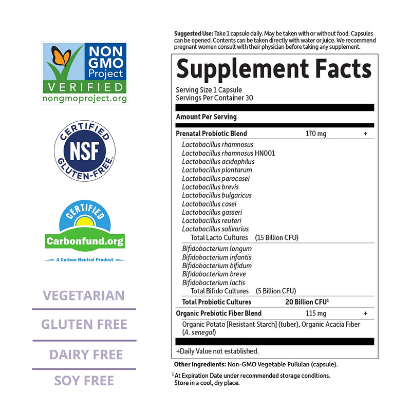 Garden of Life - Dr. Formulated Probiotics Once Daily Prenatal - Acidophilus and Bifidobacteria Probiotic Support for Mom and Baby - Gluten, Dairy, and Soy-Free - 30 Vegetarian Capsules Shelf Stable Probiotics - NewNest Australia
