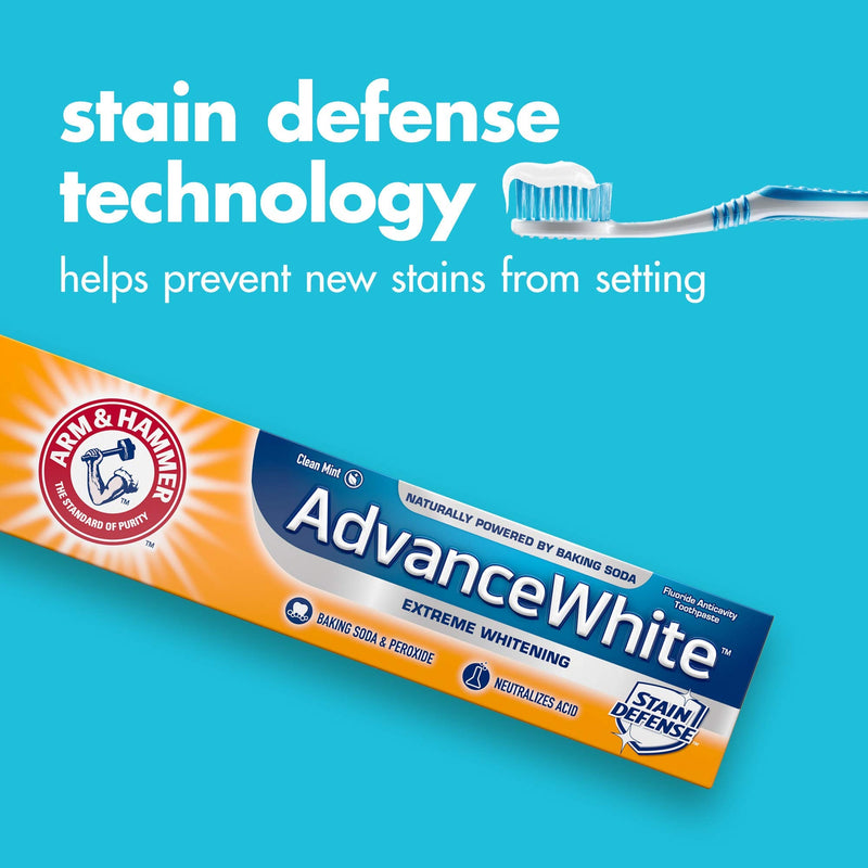 ARM & HAMMER Advanced White Extreme Whitening Toothpaste, TRIPLE PACK (Contains Three 6 Ounce Tubes) -Clean Mint - Fluoride Toothpaste (Pack of 3) - NewNest Australia