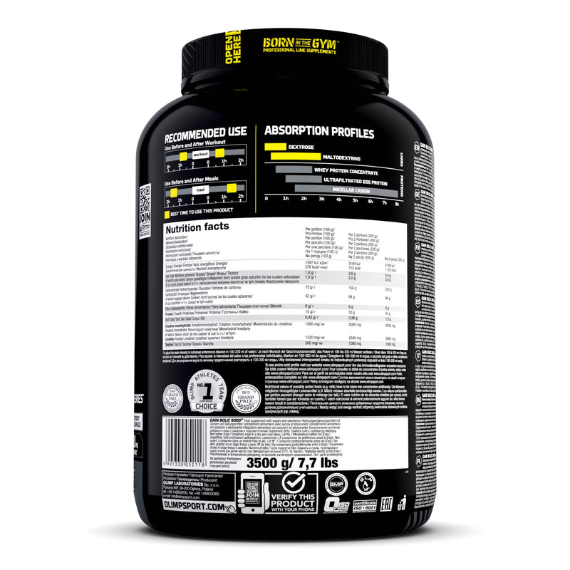 Olimp Gain Bolic 6000 (3500 g) - Vanilla 35 portions (pack of 1) - NewNest Australia