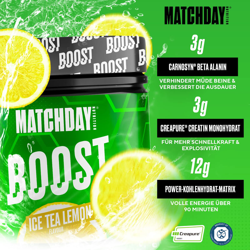 Matchday Nutrition Boost For Footballers I Atp Booster I Athlete Drink With Amino Acids And Carbohydrates I 20 Servings For More Speed Power, Explosivity & Endurance (Ice Tea Lemon) - NewNest Australia