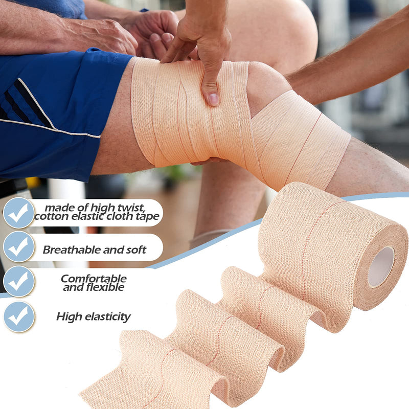 2 Rolls Adhesive Elastic Tape Bandage Tape Wrap Flexible Stretch Bandages for Sports Ankle, Knee and Wrist Sprains(Beige,3 Inch Wide) Beige 3 Inch Wide - NewNest Australia