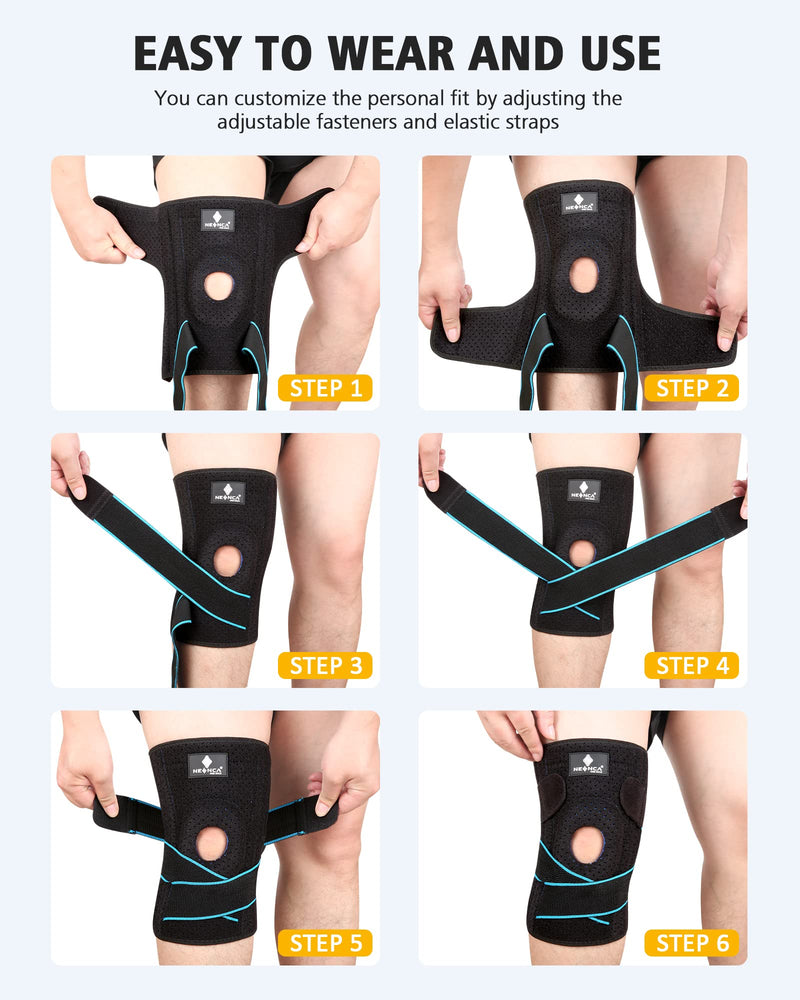 NEENCA Knee Brace with Side Stabilizers & Patella Gel Pads, Adjustable Compression Knee Support Braces for Knee Pain, Meniscus Tear,ACL,MCL,Arthritis, Joint Pain Relief,Injury Recovery L Black - NewNest Australia