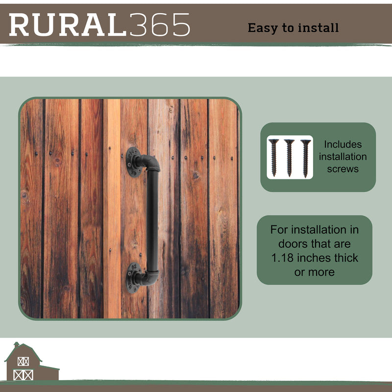 Rural365 Pipe Barn Door Handle, 12in 1pk - Industrial Barndoor Pull Hardware Pipe, Black Rustic Handles Outdoor Grab Bar - NewNest Australia