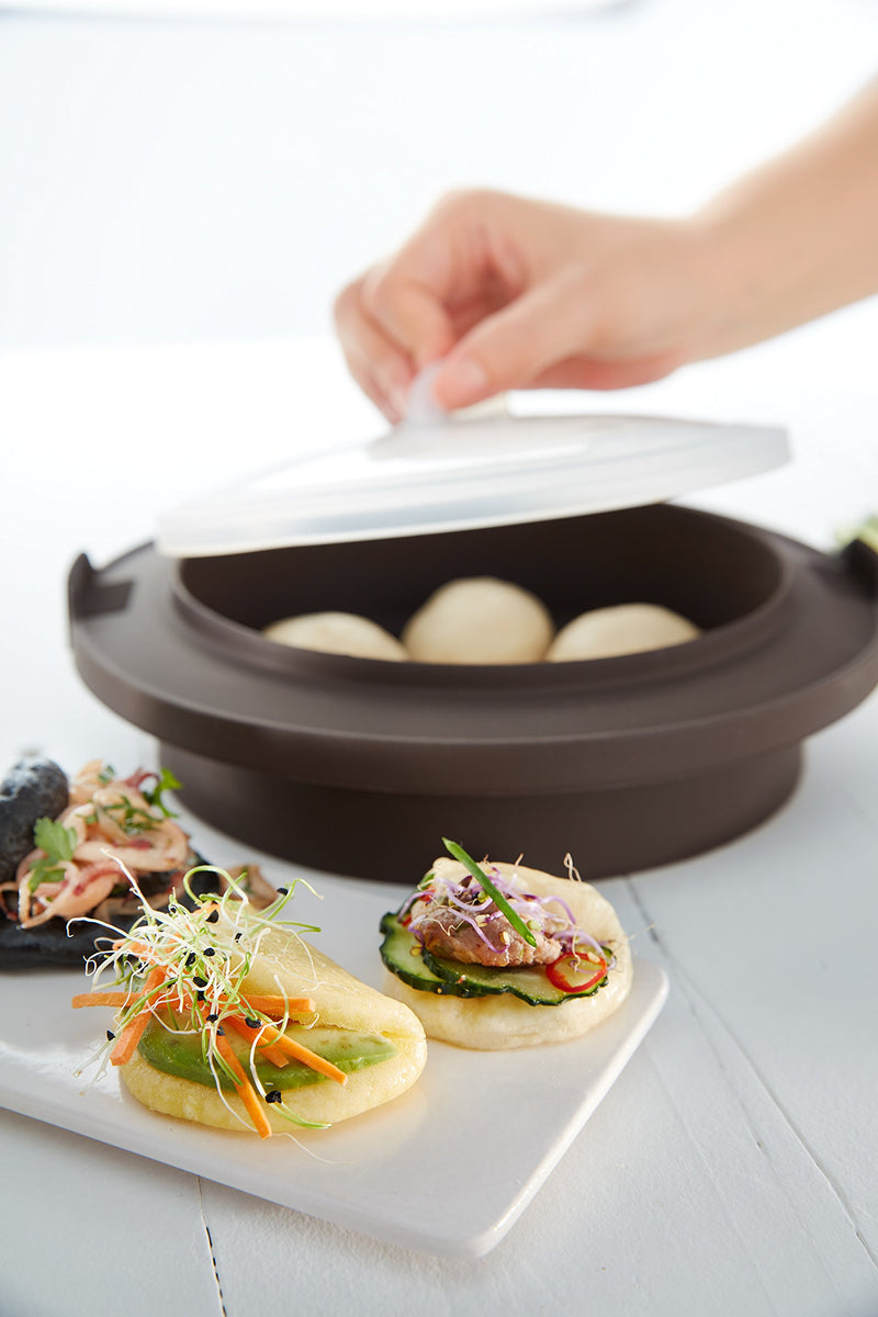 Lekue Steamed Bread Bun Cooker. Microperforated Steamer For Creating Steam Buns, Brown - NewNest Australia