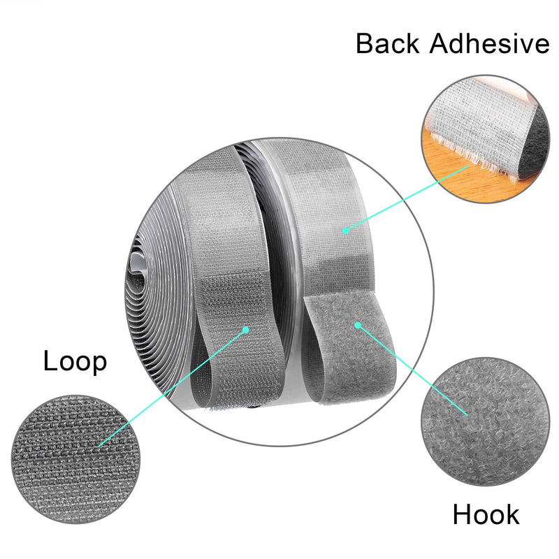 BRAVESHINE Hook Loop Roll with Adhesive - 1.2 Inch 16.5FT Heavy Duty Hook and Loop Strips - Industrial Strength Sticky Back Fabric Fastener Tape for Sewing Craft, Mounting or Hanging Items - Grey - NewNest Australia