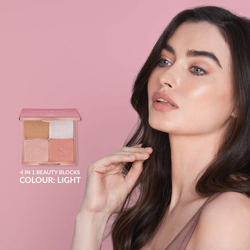 Sculpted 4 in 1 Beauty Blocks, Blush and Cream Complete Makeup Face Contour Palette 12g (Light) Light - NewNest Australia