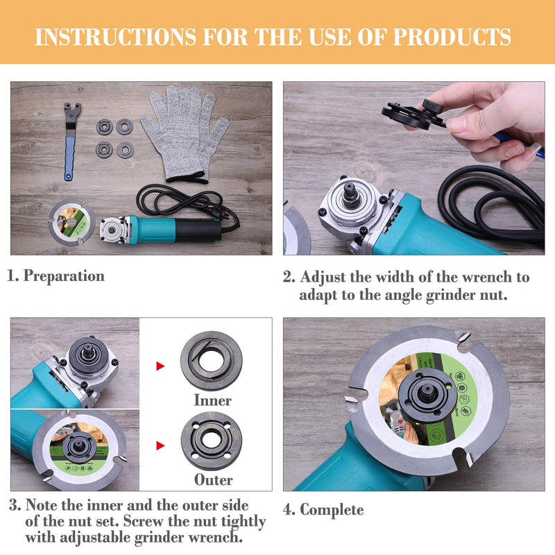 Grinder Wrench Grinder Shaft Nut 5/8-11 4 Pcs Compatible with Makita Milwaukee Dewalt Metabo Grinder Parts Bosch Ryobi Black Decker 4.5" 5" Protective Gloves Included - NewNest Australia