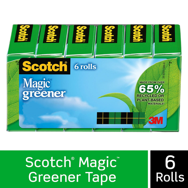 Scotch Magic Greener Tape, 6 Rolls, Numerous Applications, Invisible, Engineered for Repairing, 3/4 x 900 Inches, Boxed (812-6P) - NewNest Australia