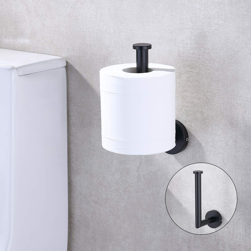 TASTOS Matte Black Toilet Paper Holder Stainless Steel, Bathroom Tissue Roll Holder Dispenser Half Open Round Wall Mount for Washroom & Kitchen (Black) - NewNest Australia