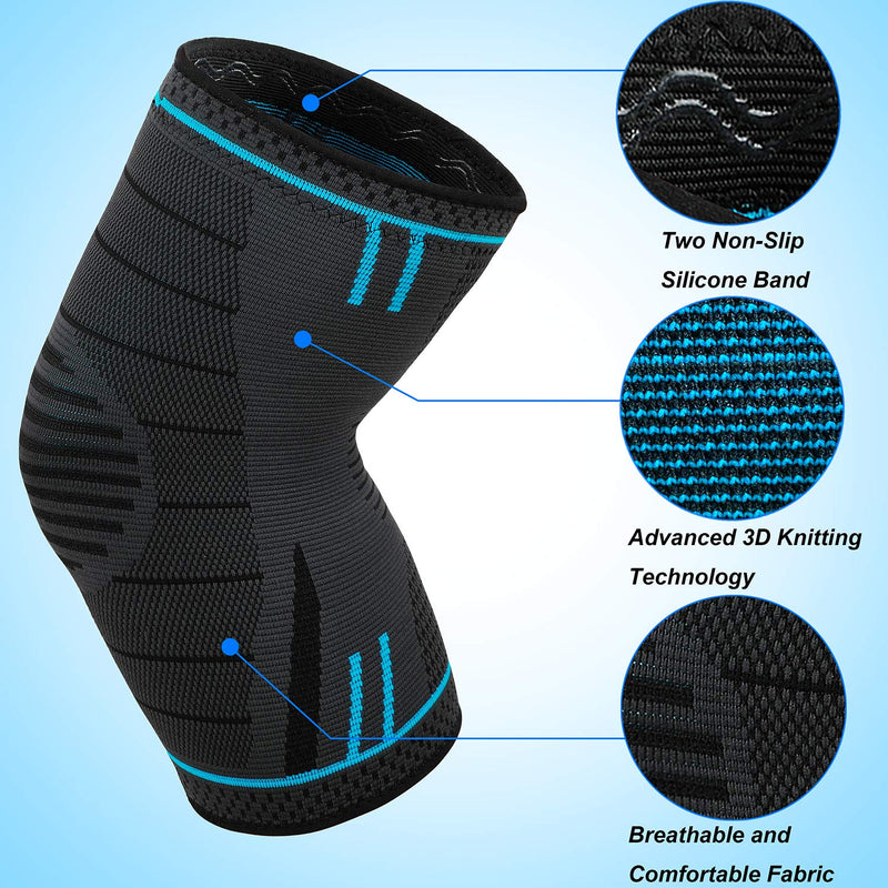 KGONE Knee Support, Breathable Anti-Slip Knee Compression Sleeve for Men & Women, Knee Support Brace for Joint Pain Relief, Arthritis, Recovery, Running, Basketball, Walking, Sports (Single Wrap) L (Pack of 1) - NewNest Australia